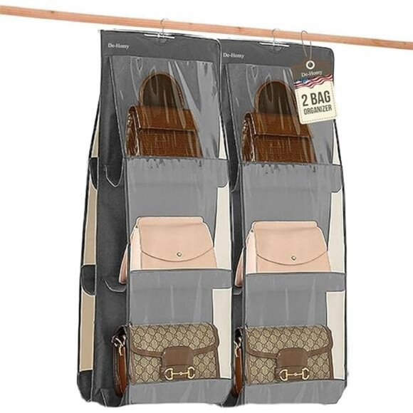 Hanging Purse Organizer Closet Handbag Storage Bag Holder with 6 Pockets 2 Pack - Picture 7 of 7
